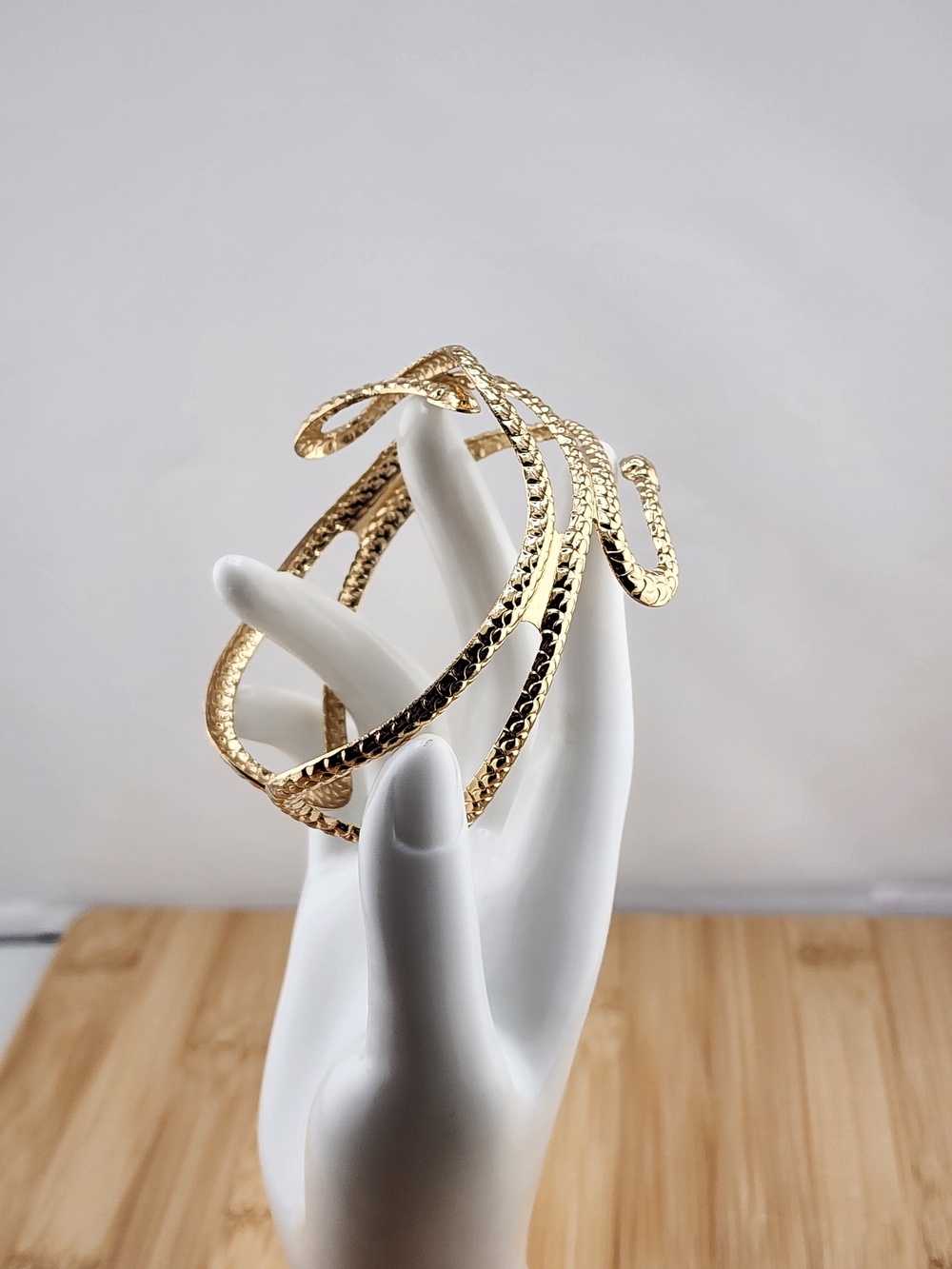 Gold Tone Twist Snake Cuff Bracelet - Women Jewelry 0651